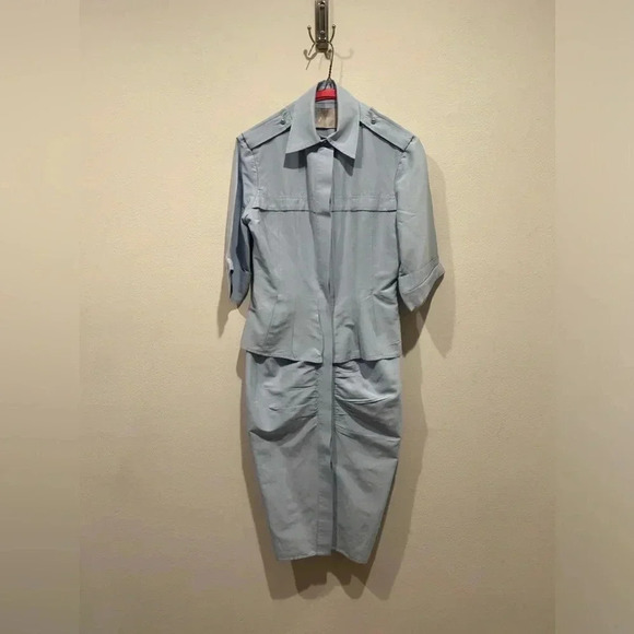 JASON WU Blue Midi Button Up Dress / Size 0 / - Picture 2 of 10